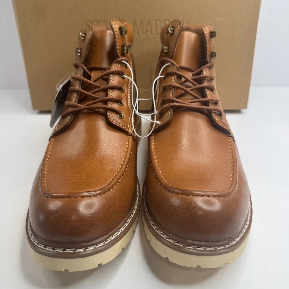 Steve Madden Mens P-Bleekr Chukka Boots Cognac Brown Ortholite Size 9 New Box